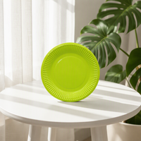 Assiettes jetables vert citron, écologiques, biodégradables, vente en gros