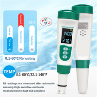 Testeur d'eau rechargeable 5 en 1 pH TDS EC Salinité Température, stylo-mètre étanche avec fonction vocale