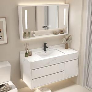 Mueble de Baño de Madera Maciza de Estilo Moderno con <span class=keywords><strong>Lavabo</strong></span> Integrado de Piedra para Hoteles - Product Image 3