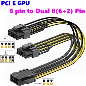GPU PCI E Express PCIe PCI-E 6 pin 8 pin 2 x çift 8 pin 6 + 2 erkek grafik Video kartı Splitter uzatma güç  uzatma kablosu