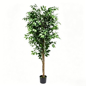Árbol Artificial de Seda de Banyan de Plástico, Decoración Verde para Sala de Estar, Estantes, Bodas, Acción de Gracias y Navidad - Product Image 1
