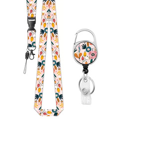 In stock: Light pink floral patterned back clip with retractable buckle, double-sided UV printed colorful floral <b>polyester</b> - Product Image 5