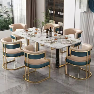 Modern Luxury Cafe Salon Visitor Golden Metal Upholstered <strong>Tub</strong> Leather <strong>Dining</strong> Armchair <strong>Chairs</strong> for Sale - Product Image 5