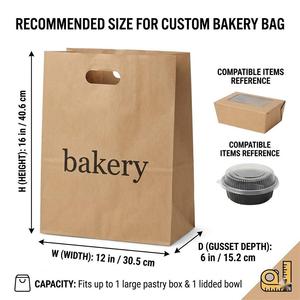 New Recyclable Greaseproof Disposable Food Grade Packaging <b>Paper</b> Sandwich Bread Dessrt Baking Bag With Handle - Product Image 5