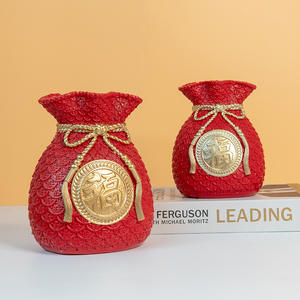 Jarrón Decorativo Bolsa de la Suerte, Adorno de Bolsa de Dinero para Flores, Artesanía Artística de Resina Esculpida, Decoración Festiva para el Hogar, Sala de Estar, Entrada, Regalo de Inauguración - Product Image 2