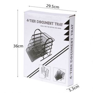 Office <b>Table</b> Sorter Circular Arc 4-layer Metal Mesh File Rack Magazine Sorting Rack Office Home School File Rack - Product Image 5