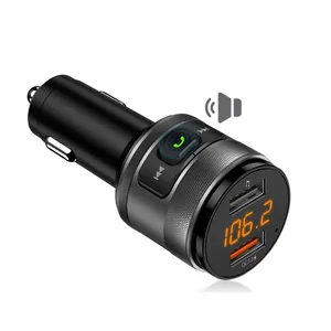 Wholesale Car Dual Quick Charger for Cell Phone Wireless Blue tooth Music Player LED Voltage Detection Bluetooth FM Transmitter