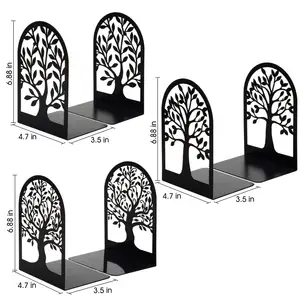 3Pairs/6Pcs High Quality Bookends Book Ends Metal Bookends For Shelves Decorative Tree Bookend Stopper For Heavy Books