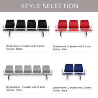 Banc d'attente aéroportuaire 3 places avec coussin en PU et sièges connectés pour hôpital, banque, terminal, zone d'attente publique