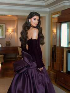 ชารอน กล่าวว่า <span class=keywords><strong>SF168</strong></span> ชุดราตรีทรงเมอร์เมดสีองุ่นสุดหรู แขนถอดได้ คอแบบผูกโบว์ ชุดราตรีงานพรอมสำหรับผู้หญิง ไม่มีสินค้าในสต็อก - Product Image 5