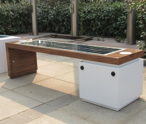 Banc intelligent solaire en acier inoxydable imperméable avec recharge sans fil pour salle de sport et <span class=keywords><strong>centre</strong></span> <span class=keywords><strong>commercial</strong></span>, utilisation en extérieur, capacité de 4 places - Product Image 3