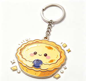 <b>Cute</b> Pie Enamel Metal Key Chain Pendant Silver Tone Food <b>Keyring</b> Gift Accessory - Product Image 1