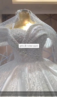Magnifique Robe de Mariée Bouffante Épaules Dénudées en Dentelle Brodée de Perles Cousues Main, Collection 2025 pour Mariée Africaine, avec Longue Traîne Spectaculaire