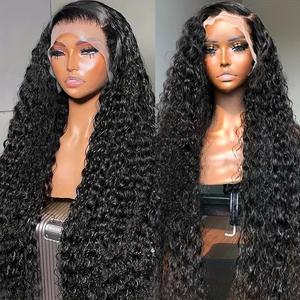 Perruque à dentelle frontale 13*4 pouces Dentelle transparente Fil synthétique haute température Style exotique <span class=keywords><strong>Cheveux</strong></span> longs bouclés - Product Image 2