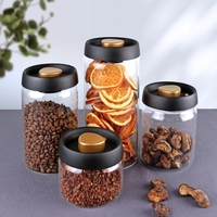Pot en verre à haute teneur en borosilicate clair grain de café grand pot de stockage en verre bocal en verre à large bouche étanche à l'air sous vide