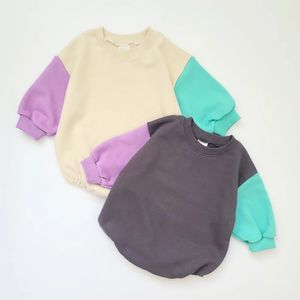 Sudadera de Verano para Bebé con Bloques de Color, Romper Tipo Burbuja de Manga Corta, Unisex, Cómodo Body con Bolsillo - Product Image 4