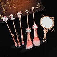 5-teiliges Niedliches Marie-Katzen-Make-up-Pinsel-Set Roségold Anime-Make-up-Pinsel Kosmetik-Puder-Lidschatten-Pinsel für Gesicht und Foundation