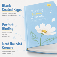 Anpassbares Morning Bloom A5 Blanko-Notizbuch mit Beschichtetem Papier, Hardcover, Gefalteter Broschürenbindung, Abgerundeten Ecken, 100 Blatt, Täglich