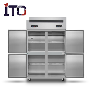 Congélateur-réfrigérateur vertical professionnel industriel en acier inoxydable à double zone 1000L 4 portes pour cuisine d'hôtel - Product Image 3