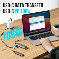 Nouvel article Station d'accueil 9-en-1 USB-C vers HD 4K port HDMI compatible type c hub usb tf lecteur de carte sd pour ordinateur portable et téléphone