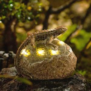 Statue de jardin solaire Lézard avec lumières LED, décoration de pelouse, décoration de jardin - Product Image 1