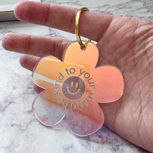 <span class=keywords><strong>Sii</strong></span> <span class=keywords><strong>gentile</strong></span> con la tua mente portachiavi positività delle donne affermazioni quotidiane portachiavi acrilico olografico iridescente arcobaleno - Product Image 2