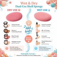 Éponge de maquillage brevetée JLY en forme de coquille, double extrémité, douce, pour cosmétiques, outil personnalisé OEM ODM avec logo et couleur pour marques de beauté