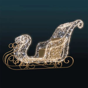 Lumières de Noël <span class=keywords><strong>et</strong></span> d'Halloween en forme de traîneau 3D avec éclairage LED blanc, indice de protection IP65, décorations de paysage pour mariage - Product Image 4