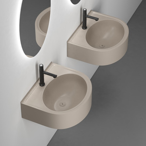 Lavabo mural semi-circulaire moderne en acier inoxydable pour salle de bain, gain de place, petit lavabo de salle de bain - Product Image 6