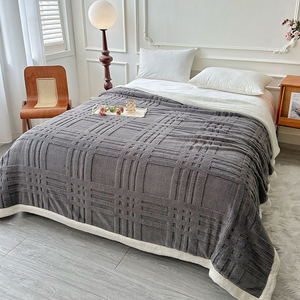 Manta Con <span class=keywords><strong>patron</strong></span> a Cuadros Grand damier Double couche Taflon Polaire bords tournés Couvertures Super king Queen Size Nap Blanket - Product Image 5