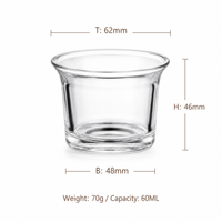 Porte-bougie en verre transparent pour la maison, 60 ml, avec rebord évasé, pour bougie chauffe-plat, récipient pour bougie parfumée faite à la main