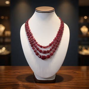 Magnifique collier en rubellite rouge naturelle, perles de haute qualité façonnées, taille libre, certifié par un tiers, pour création DIY - Product Image 3