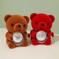 Boîte à bijoux en forme de rose en velours et métal, avec fleur éternelle, vente en gros, boîte à bagues en forme d'ours, boîte à bijoux en forme de cœur, best-seller
