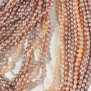 2-3mm/3-4mm/5-6mm Strang Fein 100% natürliche Süßwasser perle Weiße Reisform Perlen für die Schmuck herstellung Diy Armband Halskette