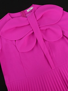 Của phụ nữ giản dị 3D mô hình Xếp Li <span class=keywords><strong>Maxi</strong></span> Dress các loại 2XL mùa xuân mùa hè mùa thu dệt không đối xứng chắp vá Ngắn Tay Áo dây kéo - Product Image 5