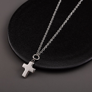 Men's Titanium Steel <b>Cross</b> Pendant Necklace 50cm Geometric Sweater <b>Chain</b> Gift Accessory - Product Image 3