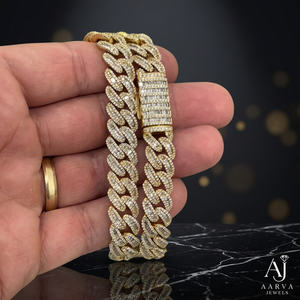 Collier chaîne maille cubaine en moissanite plaqué or avec pendentif effet glaçon, bijoux de mariage tendance hip-hop pour hommes et femmes - Product Image 1