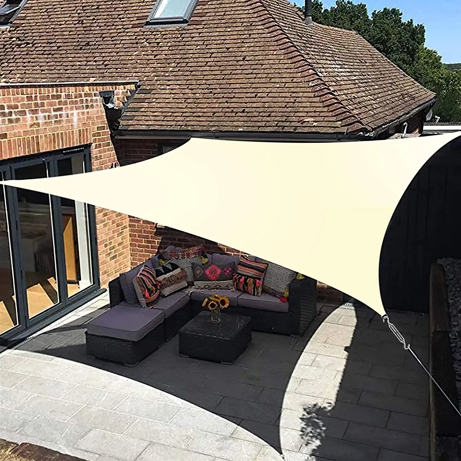 Sombrilla rectangular impermeable, protección contra el viento con protección UV, toldo transpirable para jardín, balcón, Patio