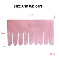 Peigne de massage en pierre de jade naturelle de quartz rose pour le cuir chevelu
