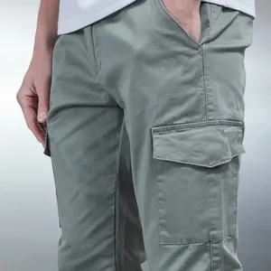 Pantalones deportivos apilados con cintura elástica para hombre, pantalones deportivos blancos de poliéster y algodón personalizados para hombre/
