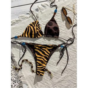 FOXA Women's 2 Piece Polka Dot <b>Bikini</b> Halter <b>Triangle</b> Reversible Swimsuit Cheeky Bathing Suit - Product Image 4