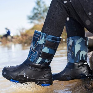 Doublure <span class=keywords><strong>polaire</strong></span> détachable double couche chaude d'hiver imperméable avec semelle antidérapante clous en acier Bottes <span class=keywords><strong>de</strong></span> neige imperméables pour hommes - Product Image 3