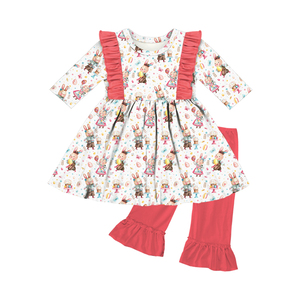 Bella bunny stampe di pasqua per bambini abbigliamento per bambini vestito delle ragazze copre gli insiemi età 2-14 anni di età del bambino del commercio all'ingrosso abiti in yiwu - Product Image 6
