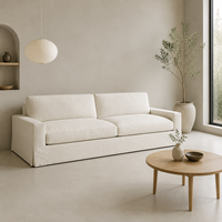 Canapé 2 places en tissu, moderne et minimaliste, rembourré en lin, pieds en bois massif, meubles de salon confortables pour la maison
