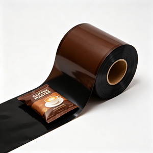Rouleau de film d'emballage en plastique OPP brun laminé imprimé, sachet résistant à l'humidité pour café instantané et aliments - Product Image 2