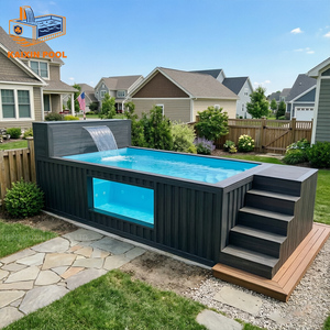 <span class=keywords><strong>Piscine</strong></span> préfabriquée extérieure en fibre de verre WPC <span class=keywords><strong>pour</strong></span> maison, famille, enfants, avec cascade, livrée en conteneur - Product Image 1