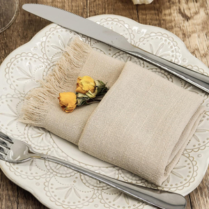Serviettes en tissu gaze bohème avec logo personnalisé, brodées à la main, réutilisables pour la maison ou les mariages, fournitures pour événements ivoire - Product Image 1