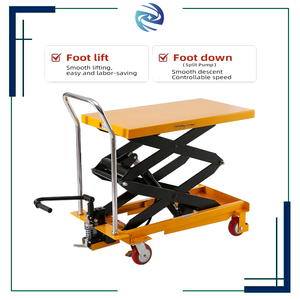 더블 시저 메커니즘 풋 컨트롤 물자 취급 리프트 테이블 수동 펌프 유압 리프트 카트 - Product Image 2