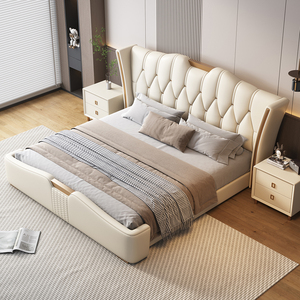 Phong Cách Châu Âu <span class=keywords><strong>Divan</strong></span> Mềm Da Đầu Giường Nữ Hoàng Kích Thước Giường Với Ngăn Kéo Lưu Trữ - Product Image 5