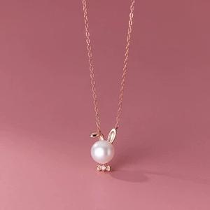 Collier pendentif en argent pur S925 avec perle, style rétro, chaîne de pull réglable avec ornement en argent cassé Y00173 - Product Image 3